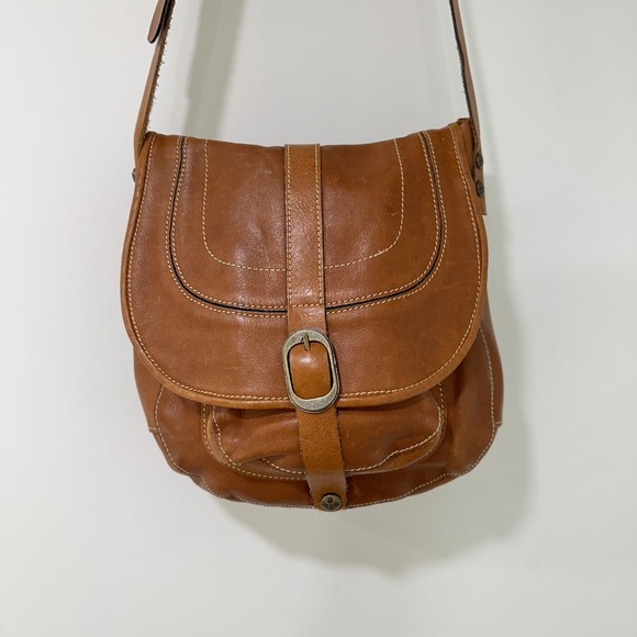 Patricia Nash Handbags - Patricia Nash Italian Leather Saddle Crossbody Women Medium Tan Buckle | Boho